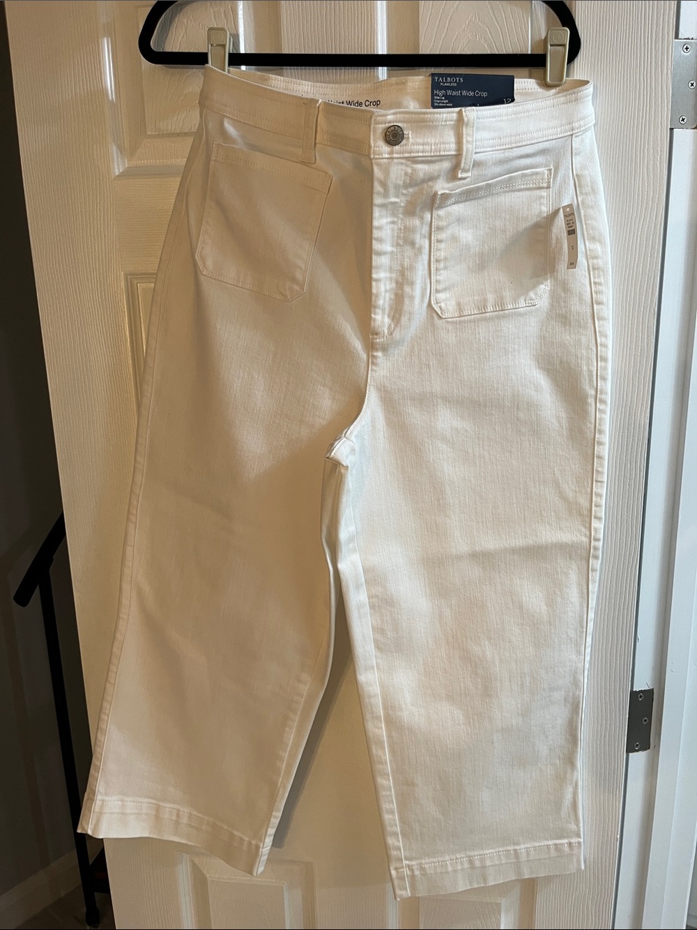 Talbots White High Waist Wide Crop Jeans